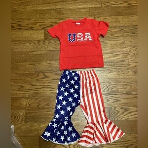 Patriotic/4th of July/USA toddler coordinate Stars and Stripes outfit 12 mos